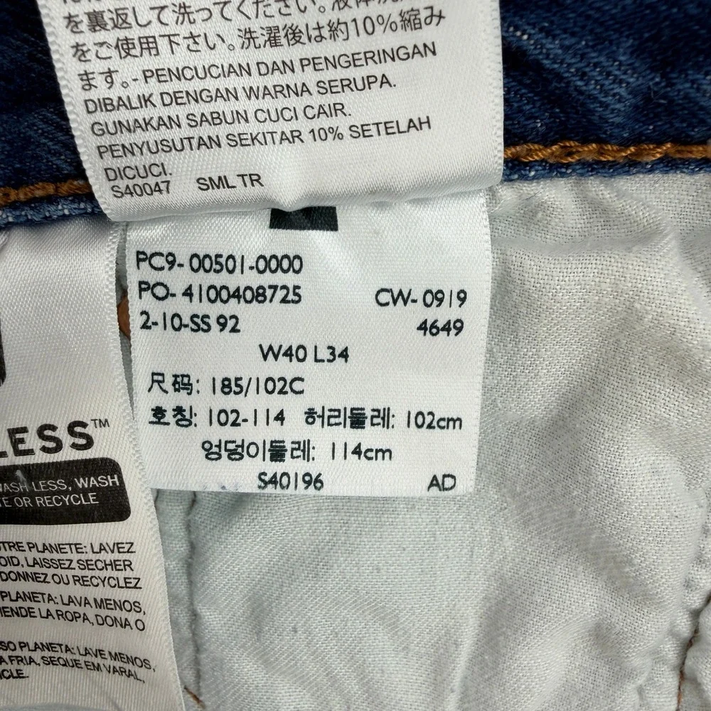 Levis 501 Original Fit Jeans Mens W40 L34 Blue Denim Straight Leg 00501-0000